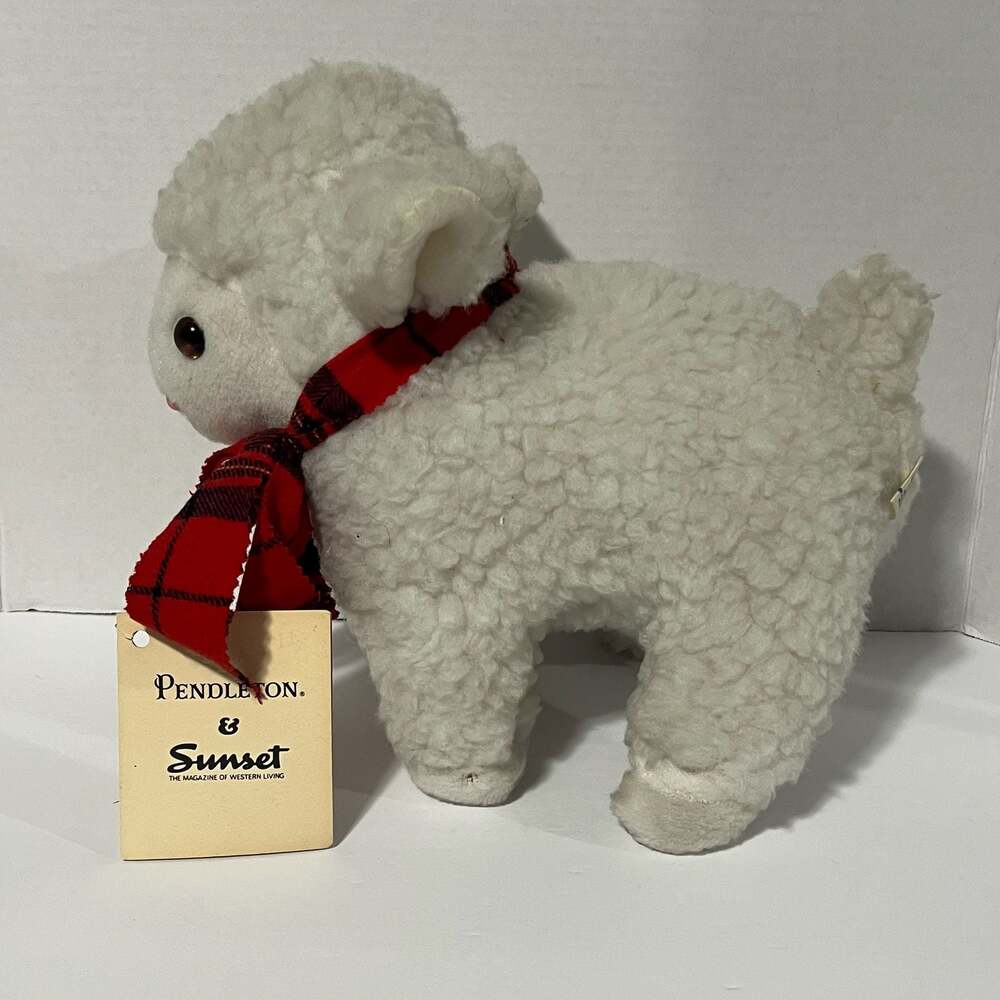 Vintage Pendleton & Sunset Magazine Promotional Lamb Plush with Plaid Scarf